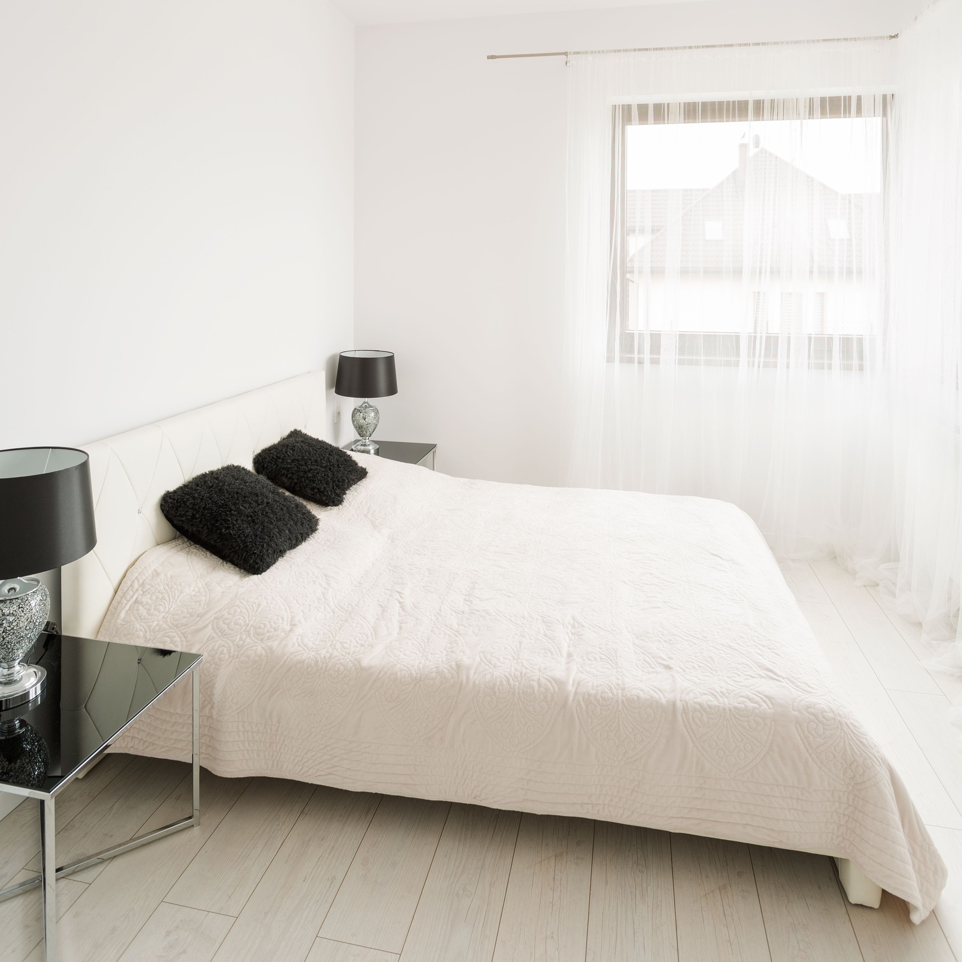 Luxury black and white bedroom
